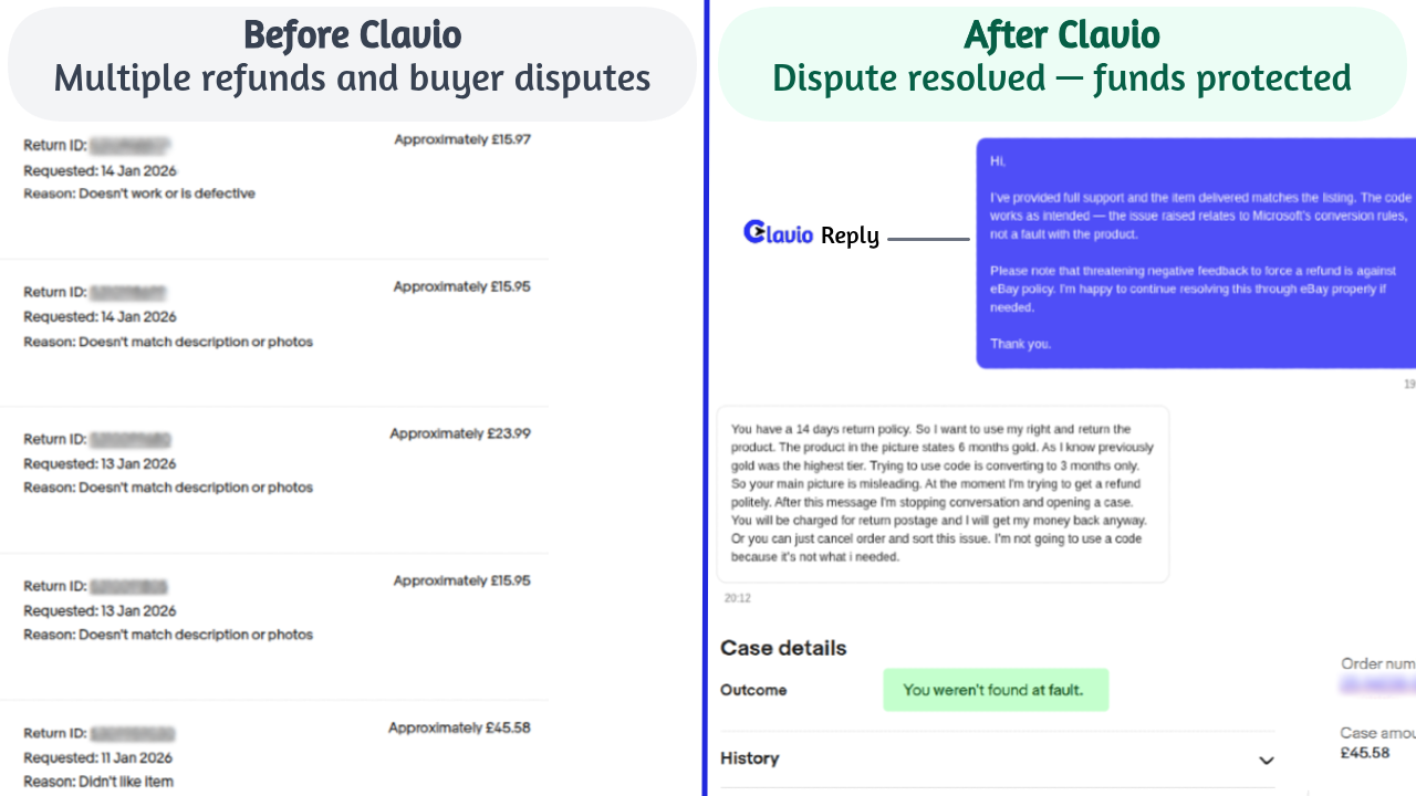 Real dispute outcome using a Clavio-generated reply